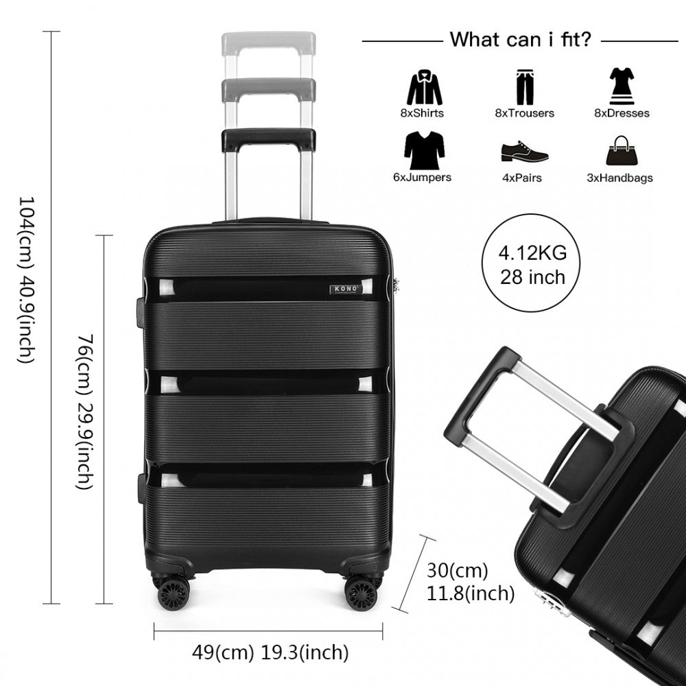 Kono 28" Hard Shell Suitcase – Bright & Durable PP Luggage (Classic Collection) - K2092L