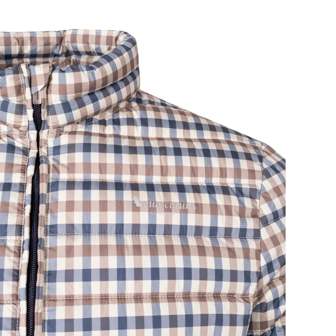 Aquascutum Active 100Gr Mock Neck Fw23 Jk012 28 Beige Check Jacket Mens