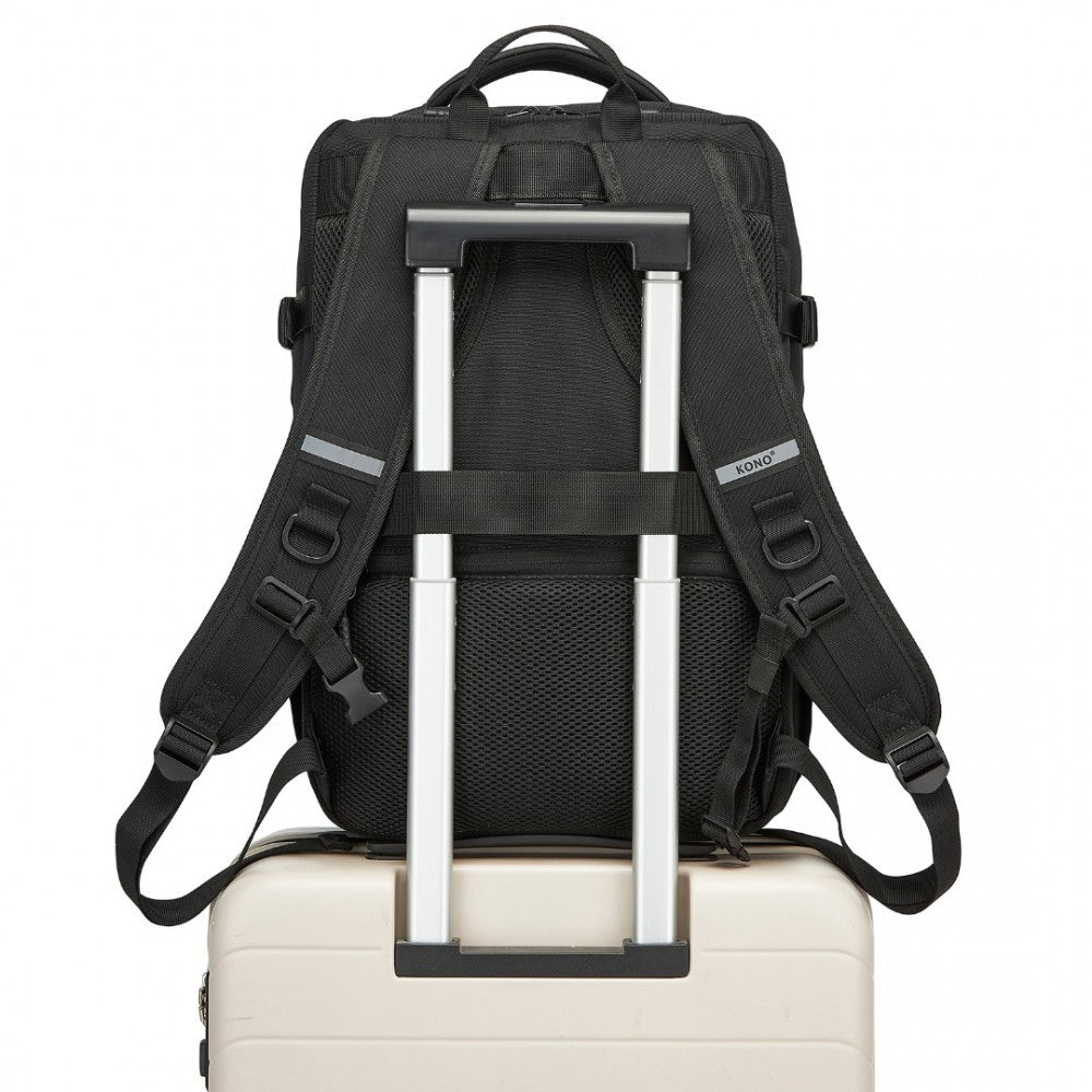 Kono Practical Carry-On Laptop Backpack - Cabin Size with USB & Type-C Charging Ports - BPK2437