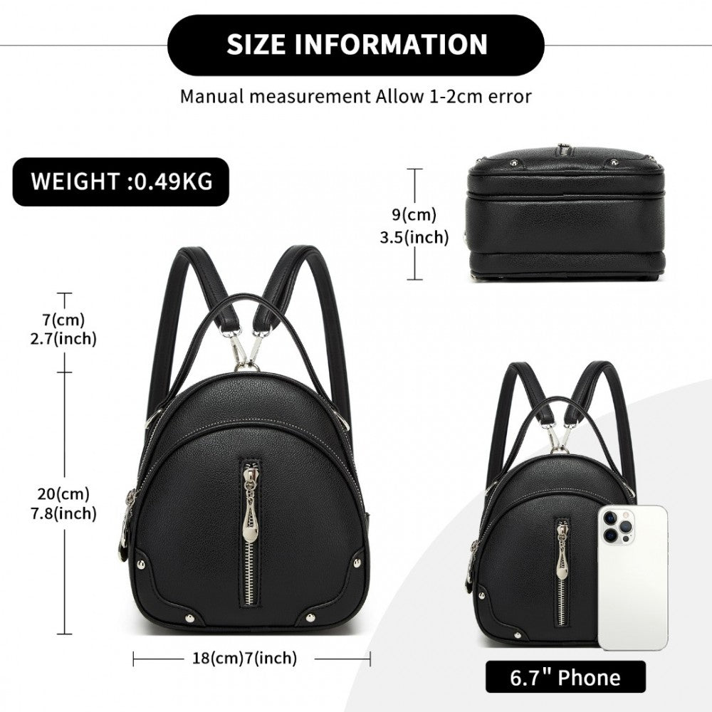 Miss Lulu Mini Convertible Backpack – PU Leather 3-in-1 Handbag, Crossbody & Shoulder Bag for Women - BPM2450