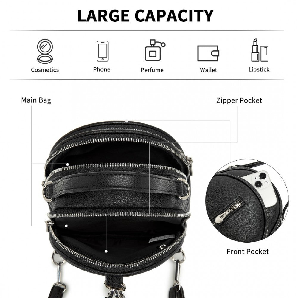 Miss Lulu Mini Convertible Backpack – PU Leather 3-in-1 Handbag, Crossbody & Shoulder Bag for Women - BPM2450