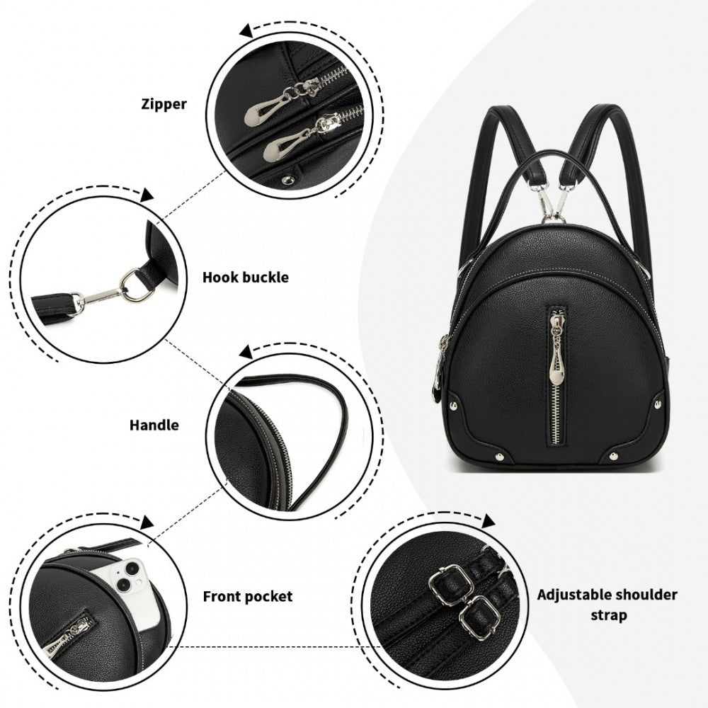 Miss Lulu Mini Convertible Backpack – PU Leather 3-in-1 Handbag, Crossbody & Shoulder Bag for Women - BPM2450