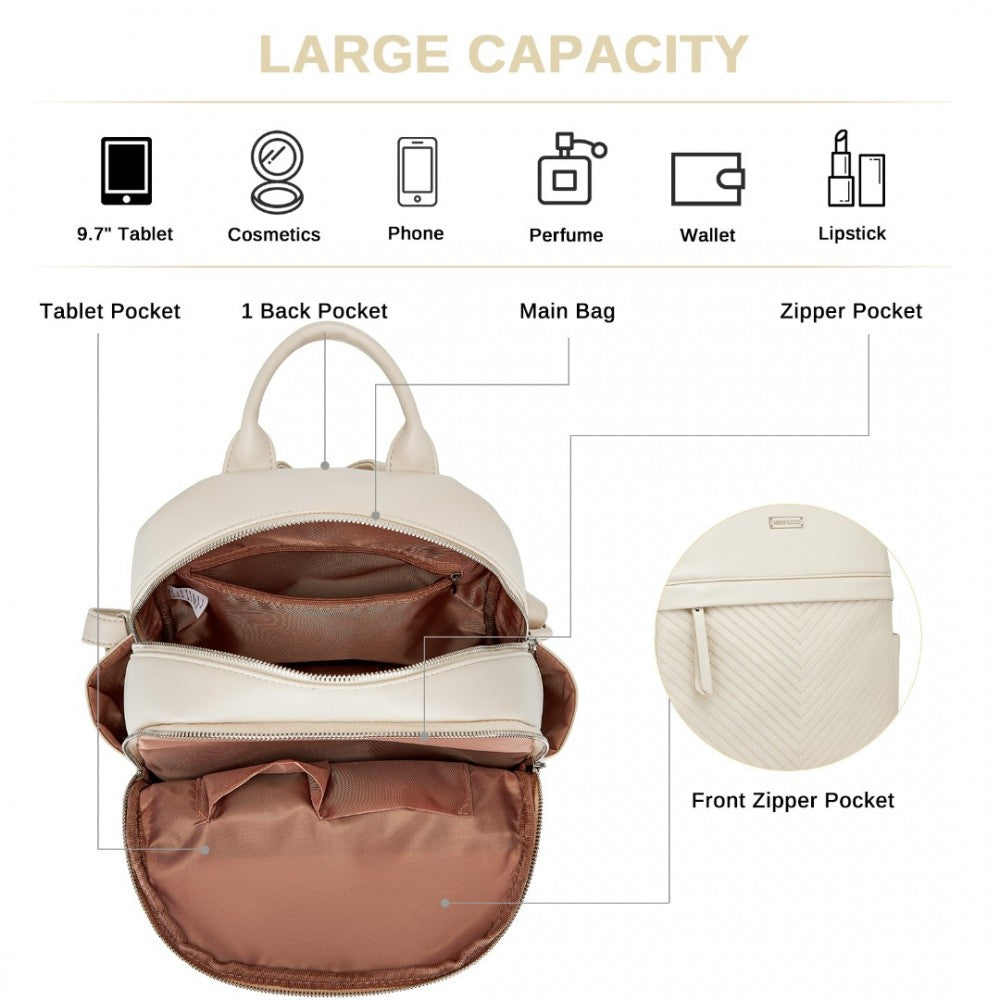 Miss Lulu Stylish PU Leather Backpack with Anti-Theft Back Zipper - BPM2452