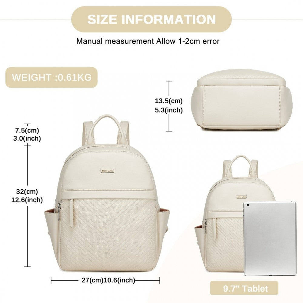 Miss Lulu Stylish PU Leather Backpack with Anti-Theft Back Zipper - BPM2452