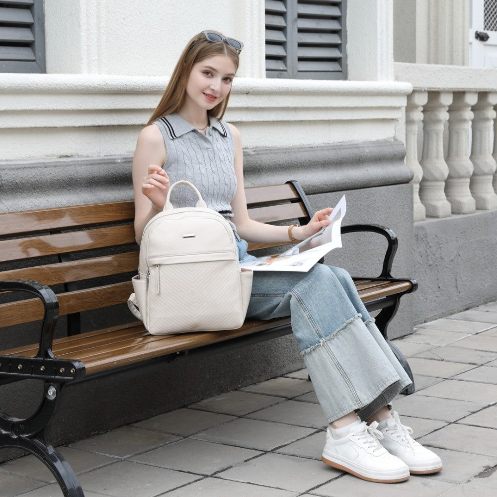 Miss Lulu Stylish PU Leather Backpack with Anti-Theft Back Zipper - BPM2452