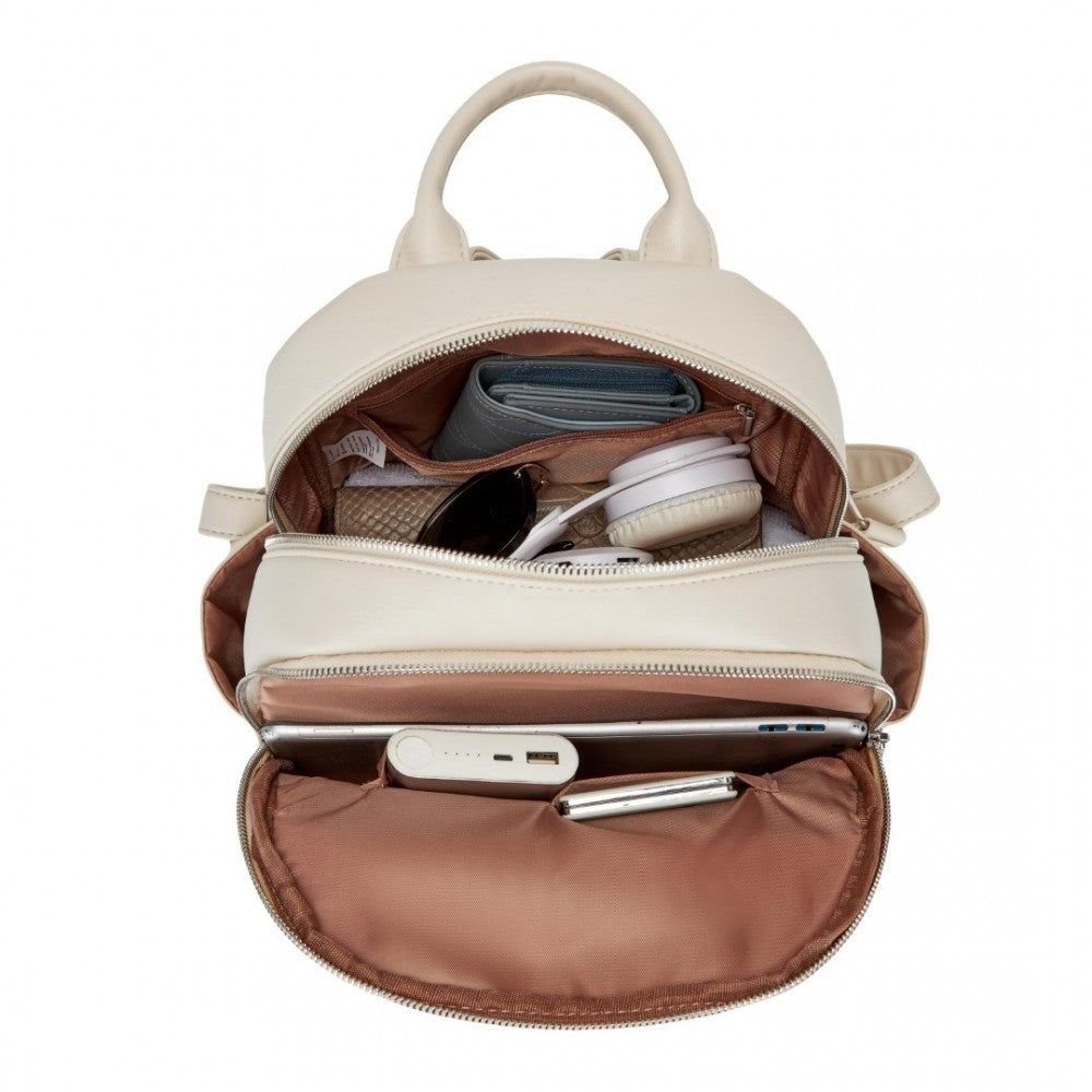Miss Lulu Stylish PU Leather Backpack with Anti-Theft Back Zipper - BPM2452
