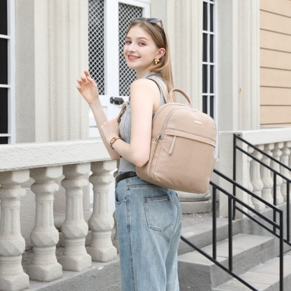 Miss Lulu Stylish PU Leather Backpack with Anti-Theft Back Zipper - BPM2452