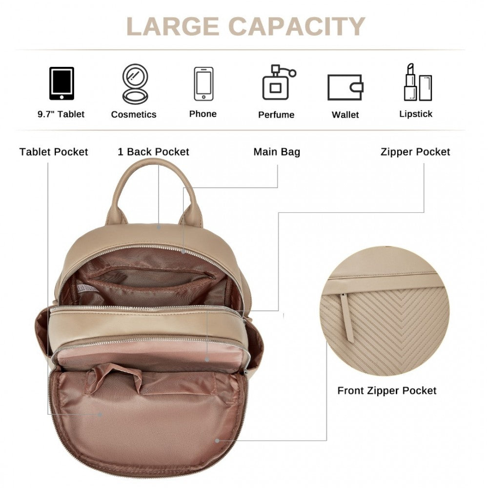 Miss Lulu Stylish PU Leather Backpack with Anti-Theft Back Zipper - BPM2452