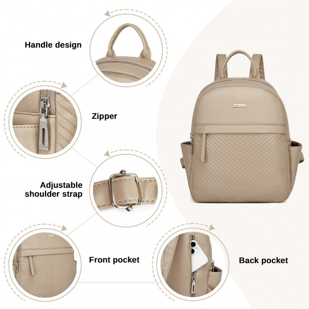 Miss Lulu Stylish PU Leather Backpack with Anti-Theft Back Zipper - BPM2452
