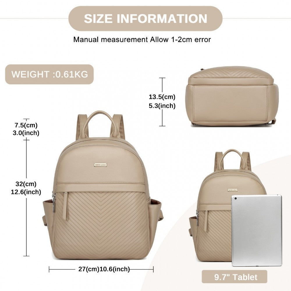 Miss Lulu Stylish PU Leather Backpack with Anti-Theft Back Zipper - BPM2452