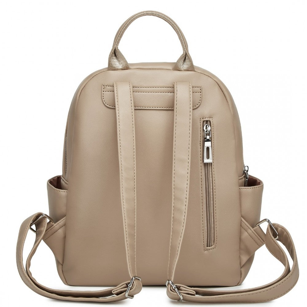Miss Lulu Stylish PU Leather Backpack with Anti-Theft Back Zipper - BPM2452