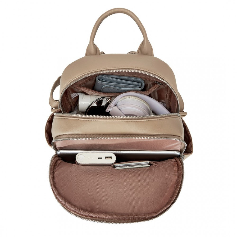 Miss Lulu Stylish PU Leather Backpack with Anti-Theft Back Zipper - BPM2452