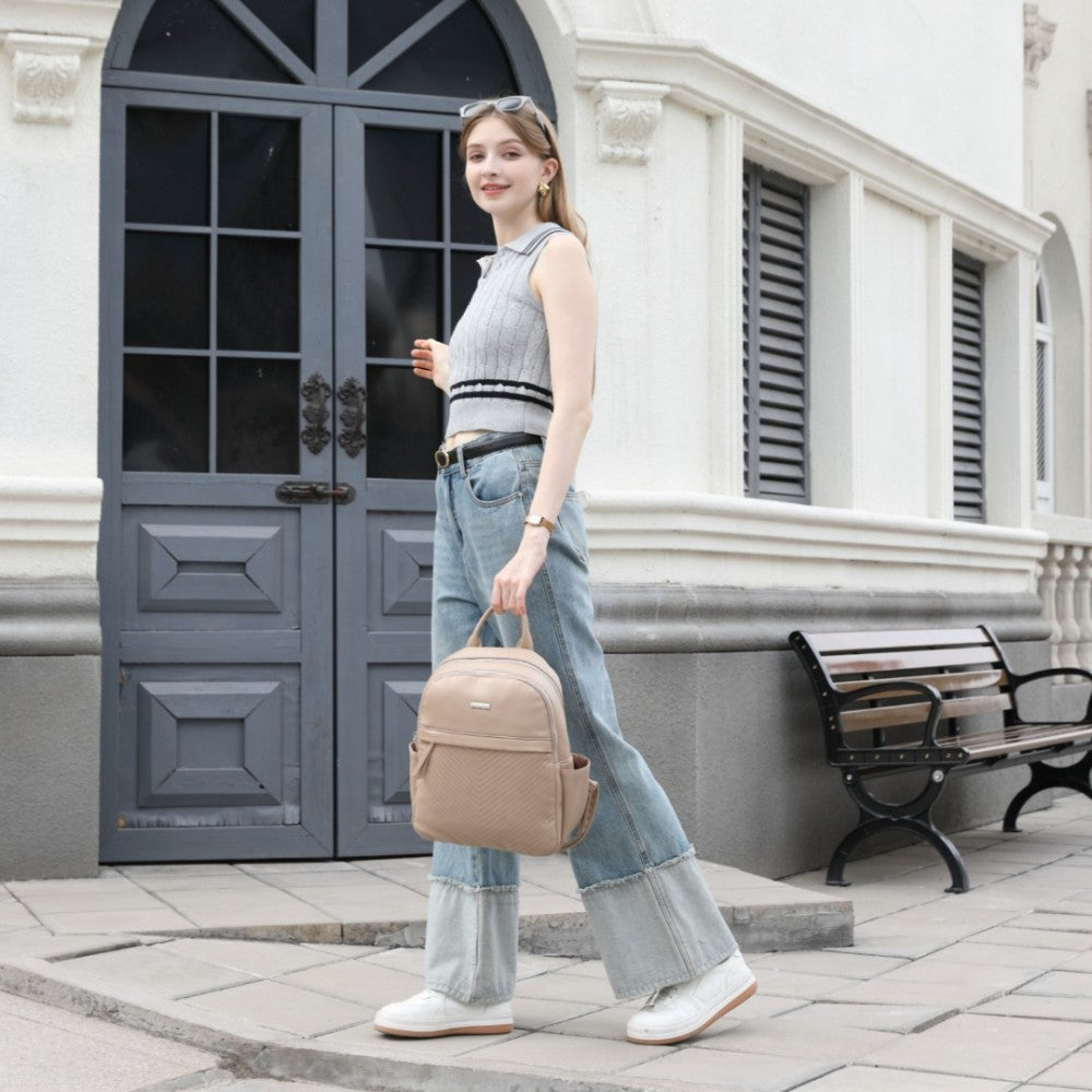 Miss Lulu Stylish PU Leather Backpack with Anti-Theft Back Zipper - BPM2452
