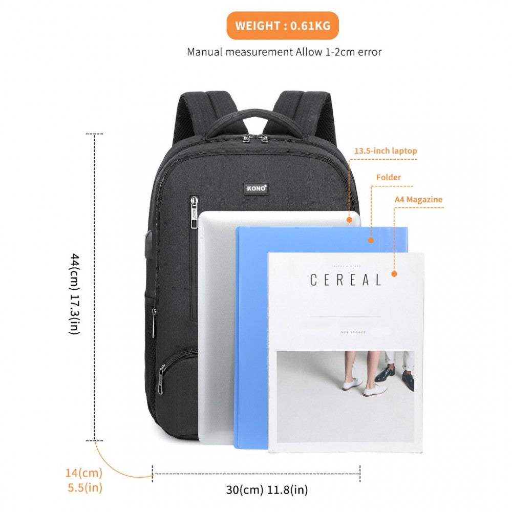 Kono Multi Compartment Backpack with USB Connectivity - E1978
