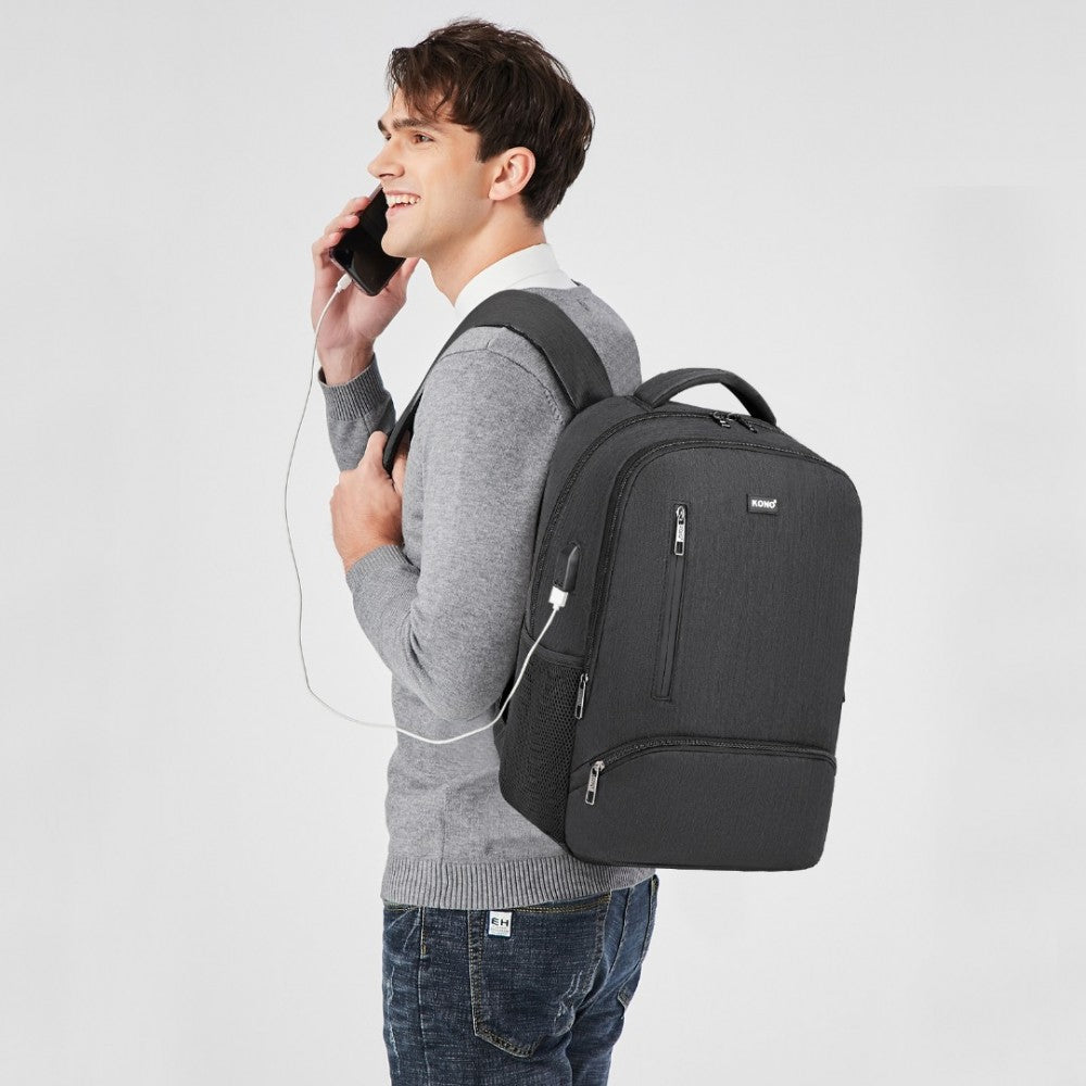 Kono Multi Compartment Backpack with USB Connectivity - E1978