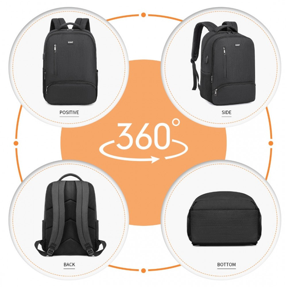 Kono Multi Compartment Backpack with USB Connectivity - E1978