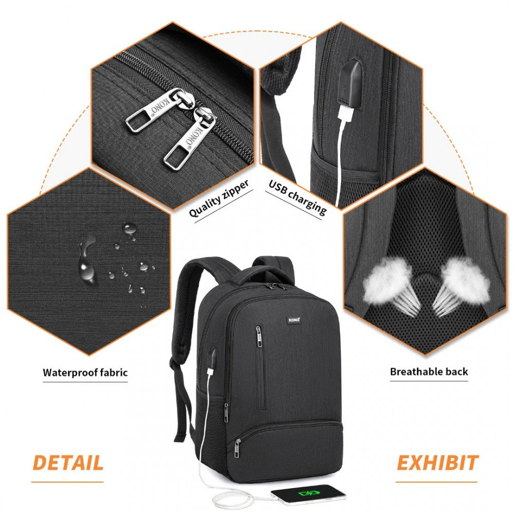 Kono Multi Compartment Backpack with USB Connectivity - E1978
