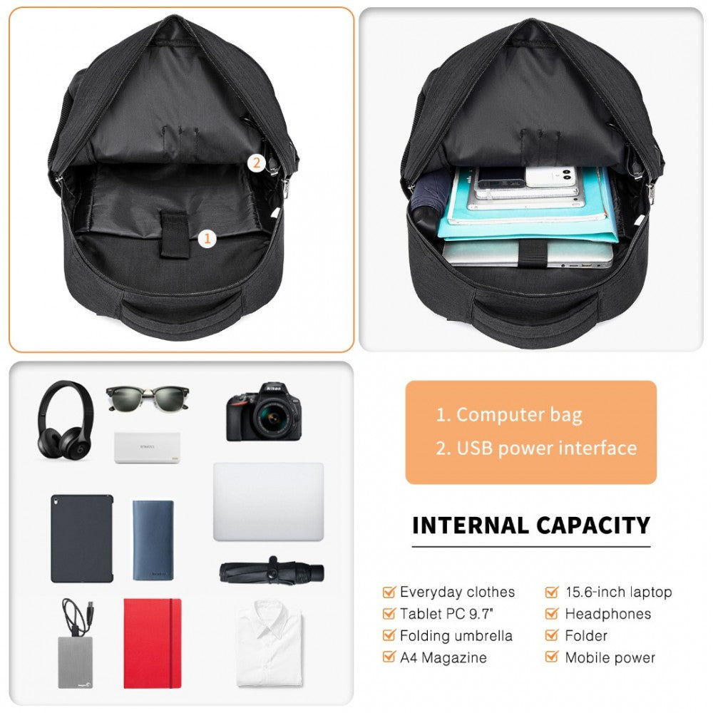 Kono Multi Compartment Backpack with USB Connectivity - E1978