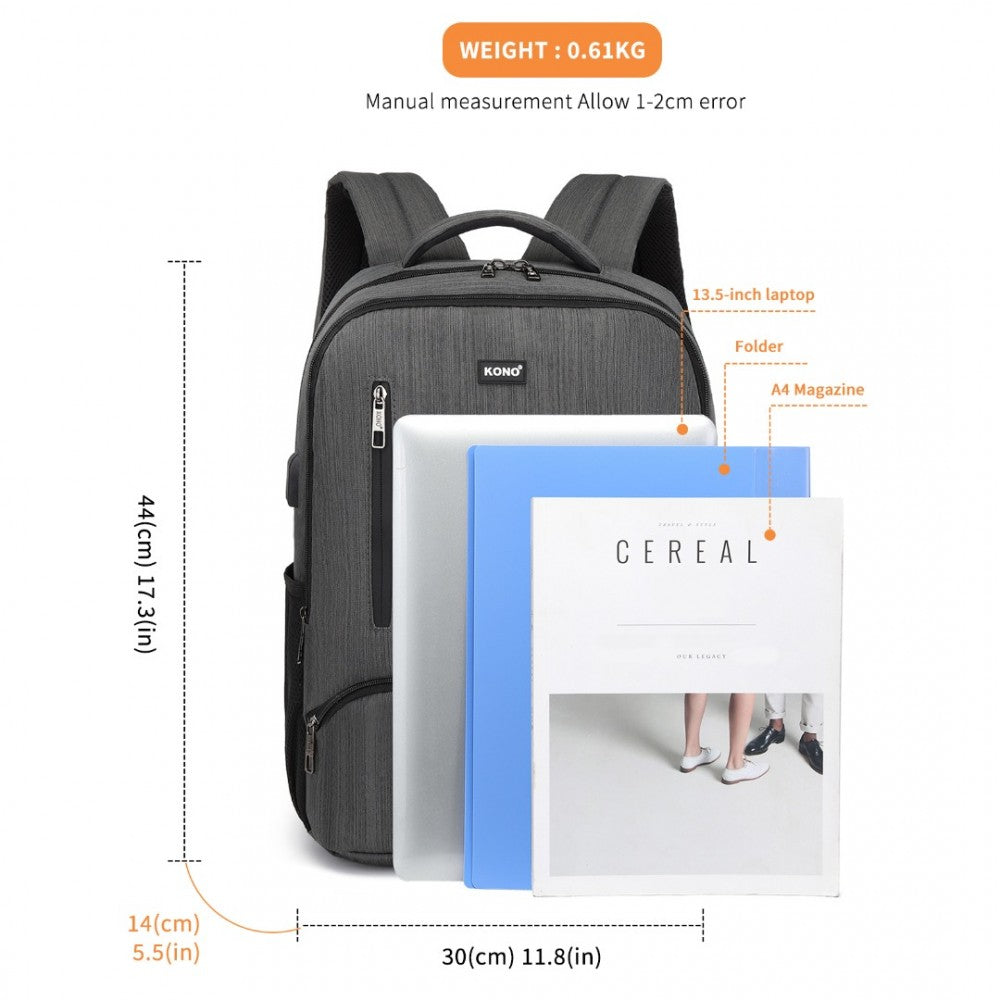 Kono Multi Compartment Backpack with USB Connectivity - E1978
