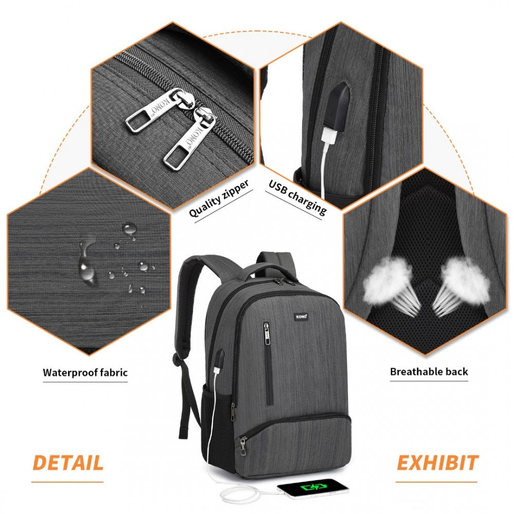 Kono Multi Compartment Backpack with USB Connectivity - E1978