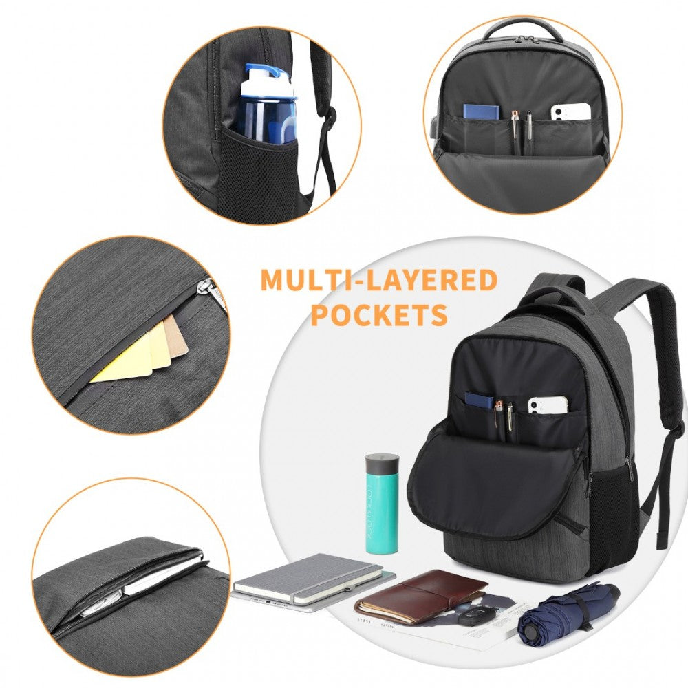 Kono Multi Compartment Backpack with USB Connectivity - E1978
