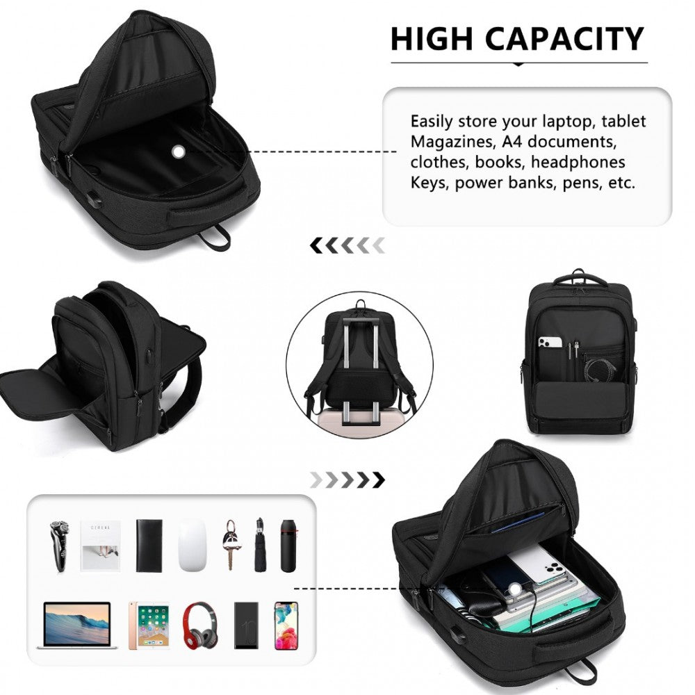 Kono Multi-Compartment Backpack With USB Port - EM2111