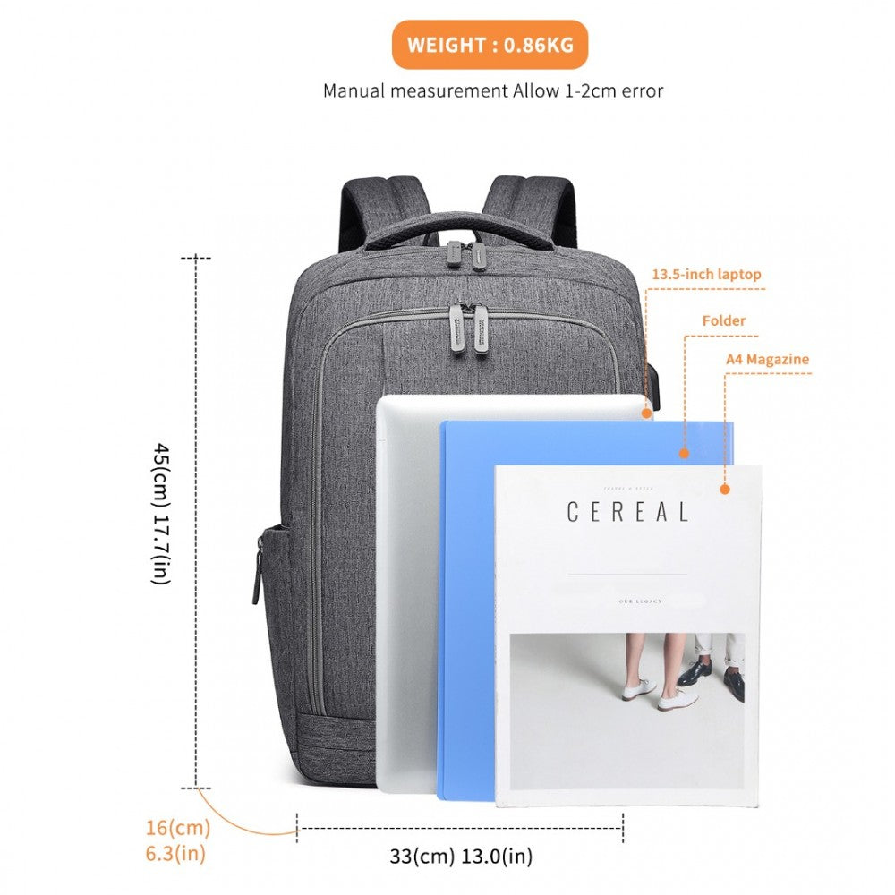 Kono Multi-Compartment Backpack With USB Port - EM2111