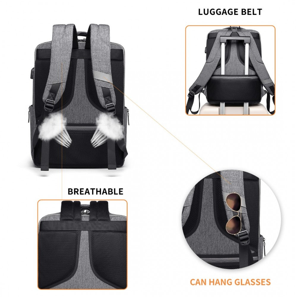 Kono Multi-Compartment Backpack With USB Port - EM2111