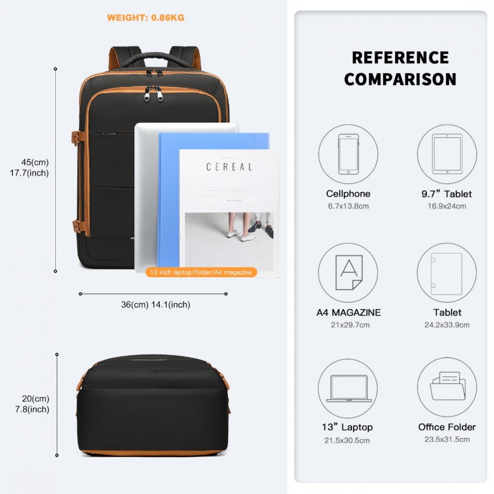 Kono Multi-Level Travel Backpack – High-Capacity Cabin Bag -EM2232