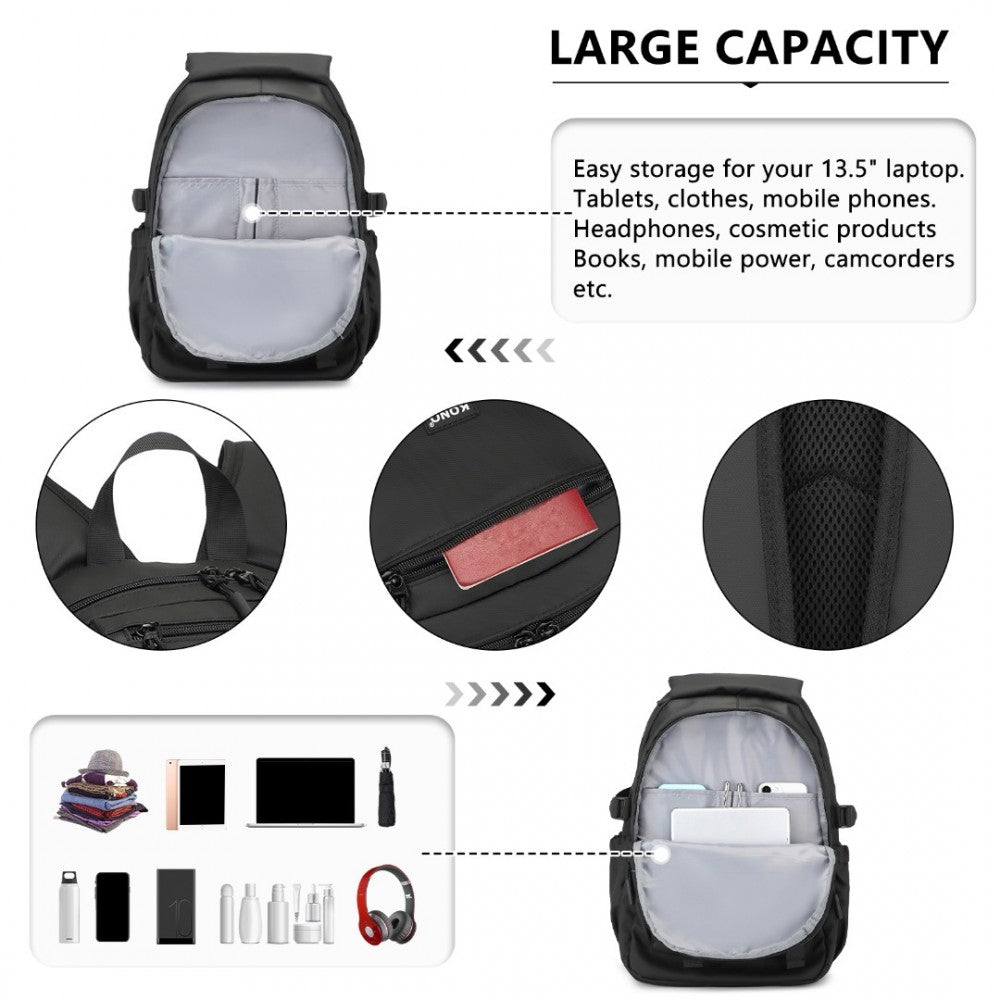 Kono Urban Water-Resistant Backpack – PVC Coated, Reflective Straps & Multi-Compartment Design - EQ2416