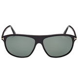Tom Ford Prescott Green Polarized Lens Shiny Black Sunglasses One Size
