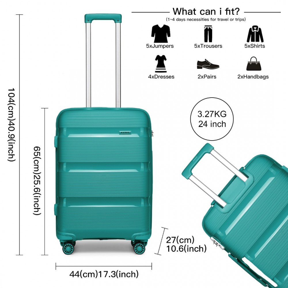 Kono 24" Hard Shell Suitcase – Bright & Durable PP Luggage (Classic Collection) - K2092L