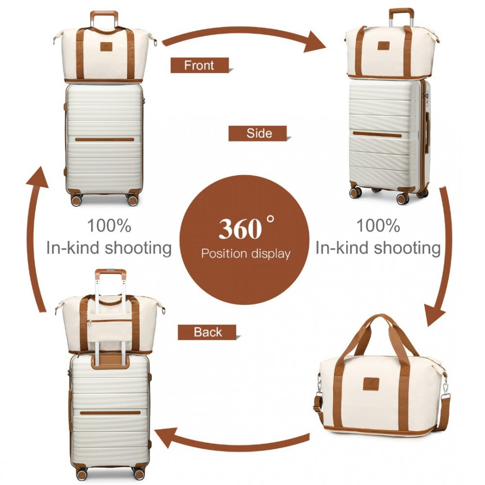 British Traveller 20" Polypropylene Cabin Suitcase Set – Includes Travel Tote & Cosmetic Pouch - K2392L+S2366