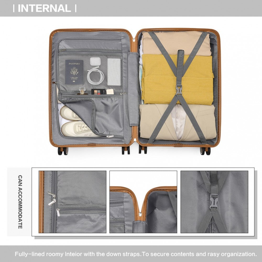 British Traveller 20" Polypropylene Cabin Suitcase Set – Includes Travel Tote & Cosmetic Pouch - K2392L+S2366