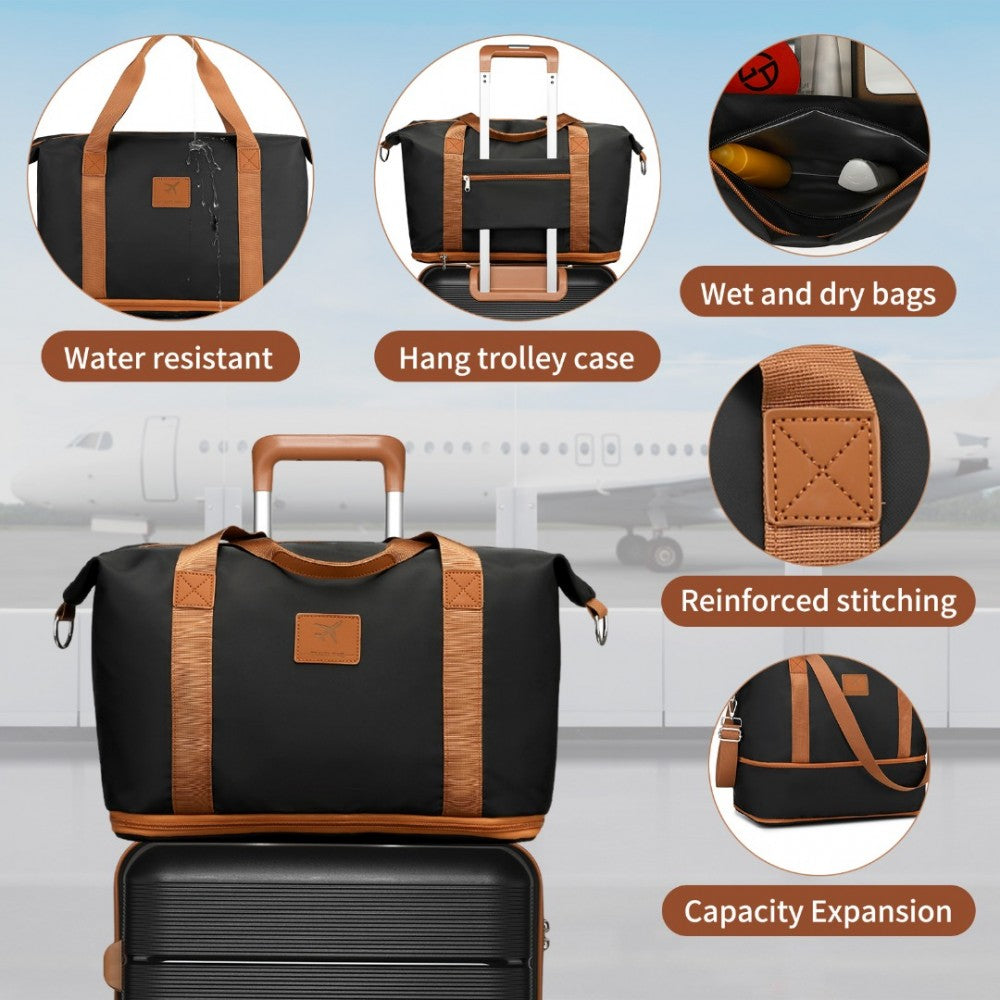 British Traveller 20" Polypropylene Cabin Suitcase Set – Includes Travel Tote & Cosmetic Pouch - K2392L+S2366