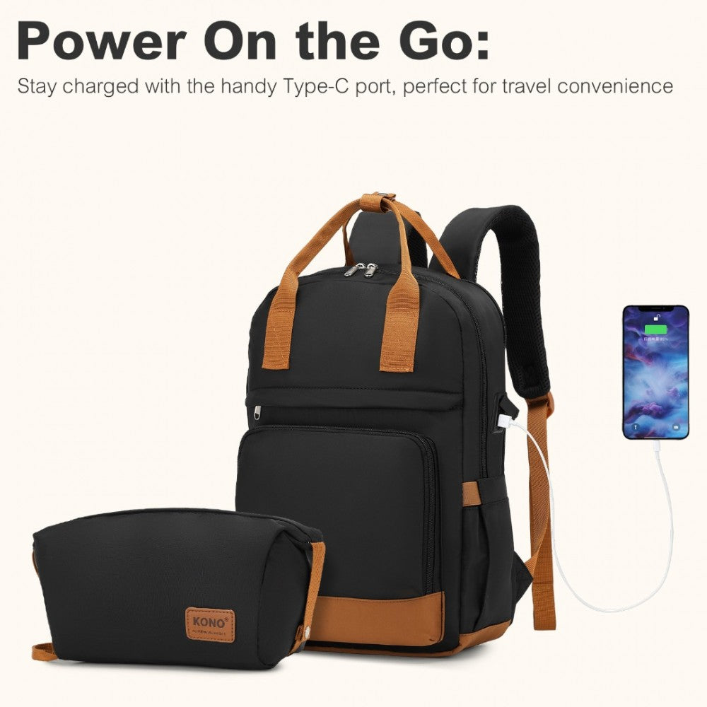 Kono 20" Hard Shell Cabin Suitcase Set – Includes Multi-Compartment Backpack & Pouch - KSK2484+EQ2401