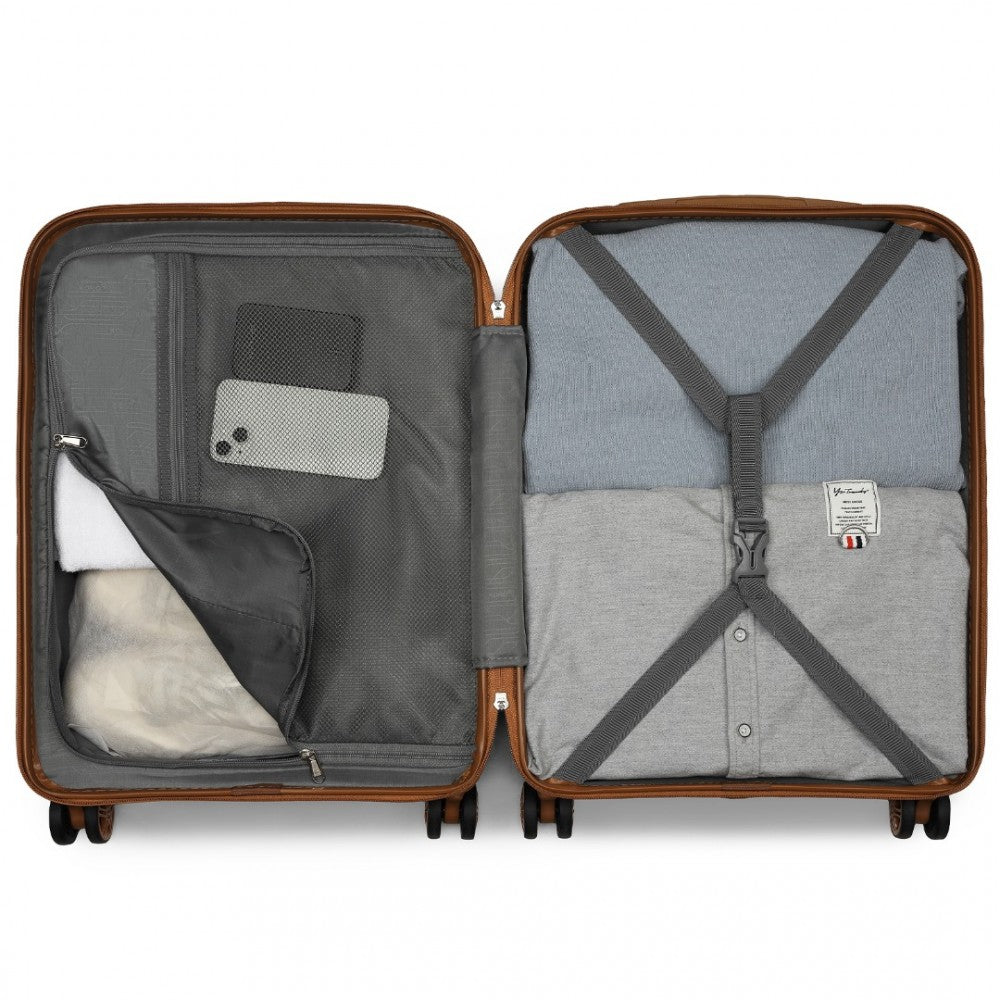 Kono 20" Hard Shell Cabin Suitcase Set – Includes Multi-Compartment Backpack & Pouch - KSK2484+EQ2401
