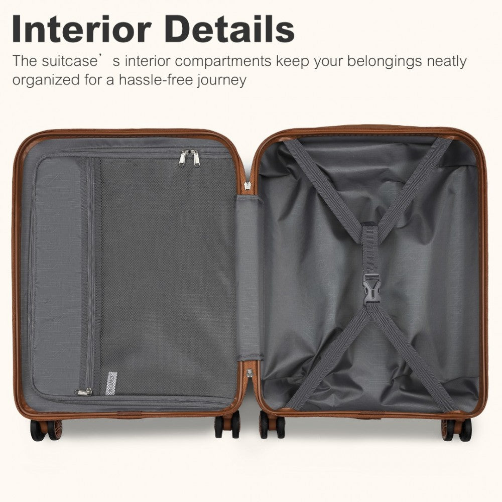 Kono 20" Hard Shell Cabin Suitcase Set – Includes Multi-Compartment Backpack & Pouch - KSK2484+EQ2401