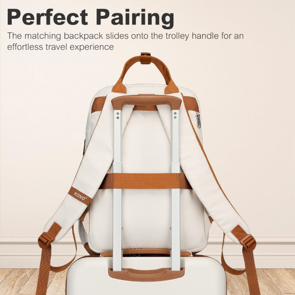 Kono 20" Hard Shell Cabin Suitcase Set – Includes Multi-Compartment Backpack & Pouch - KSK2484+EQ2401