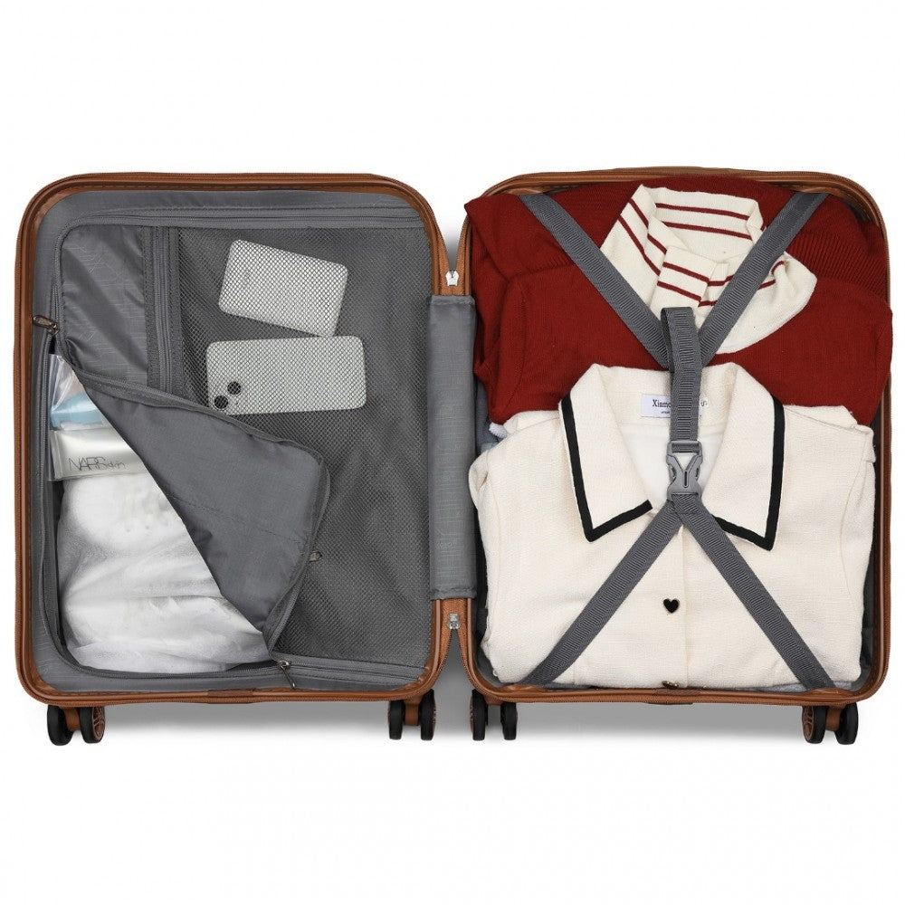 Kono 20" Hard Shell Cabin Suitcase Set – Includes Multi-Compartment Backpack & Pouch - KSK2484+EQ2401