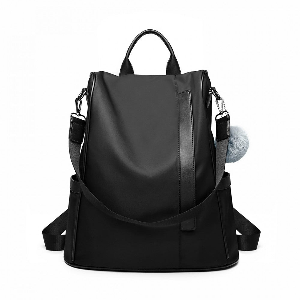 Miss Lulu Anti-Theft Backpack – 2-Way Design with Pom Pom Charm - LG6917