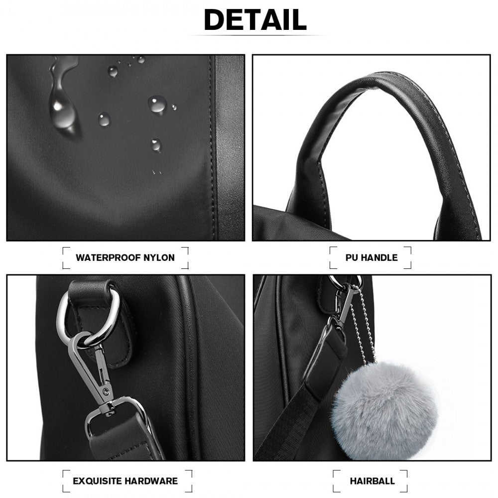 Miss Lulu Anti-Theft Backpack – 2-Way Design with Pom Pom Charm - LG6917