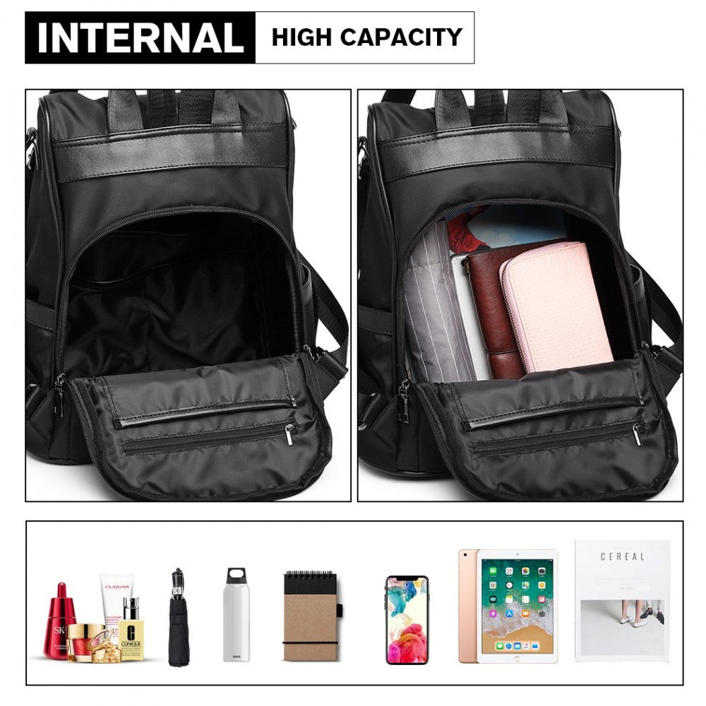 Miss Lulu Anti-Theft Backpack – 2-Way Design with Pom Pom Charm - LG6917