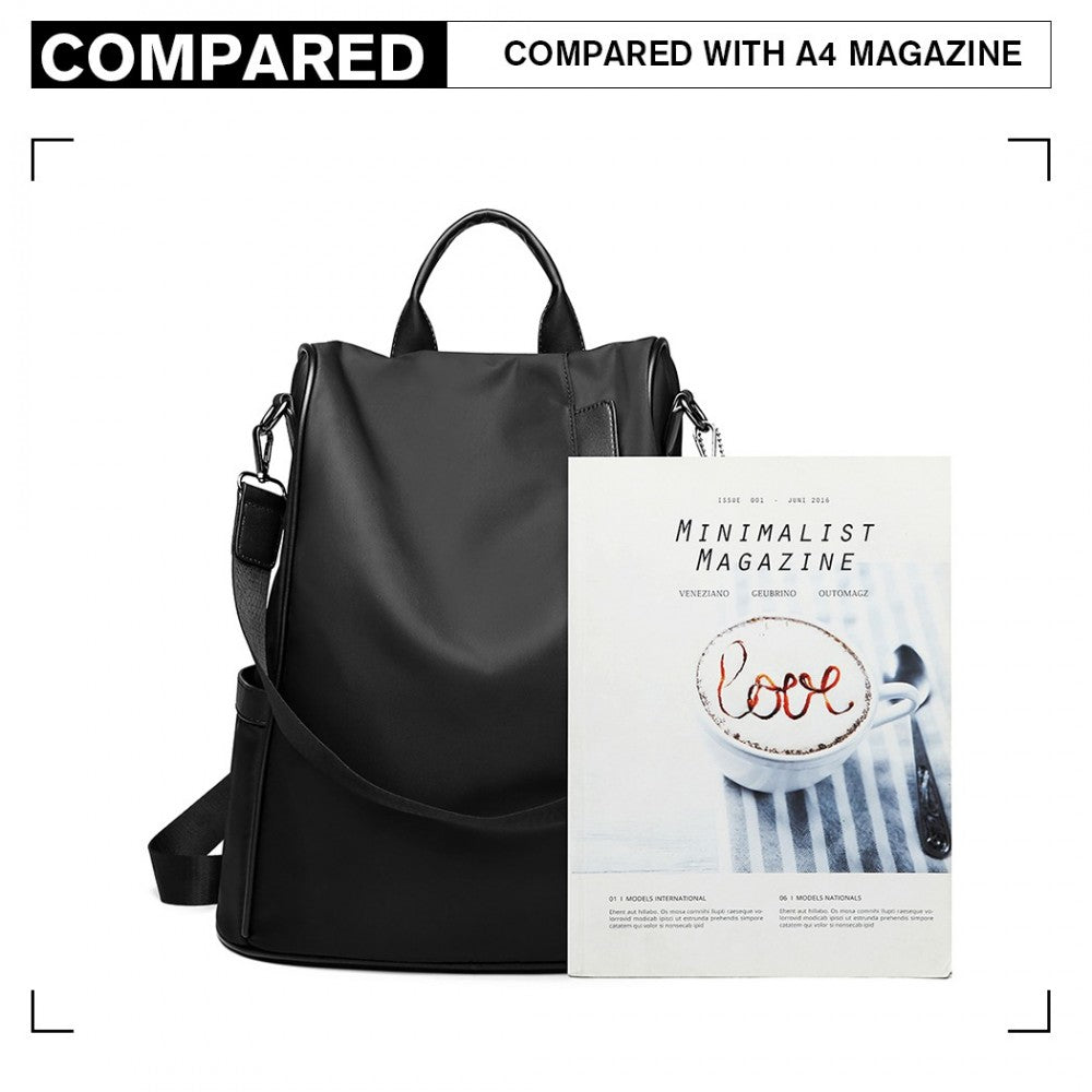 Miss Lulu Anti-Theft Backpack – 2-Way Design with Pom Pom Charm - LG6917