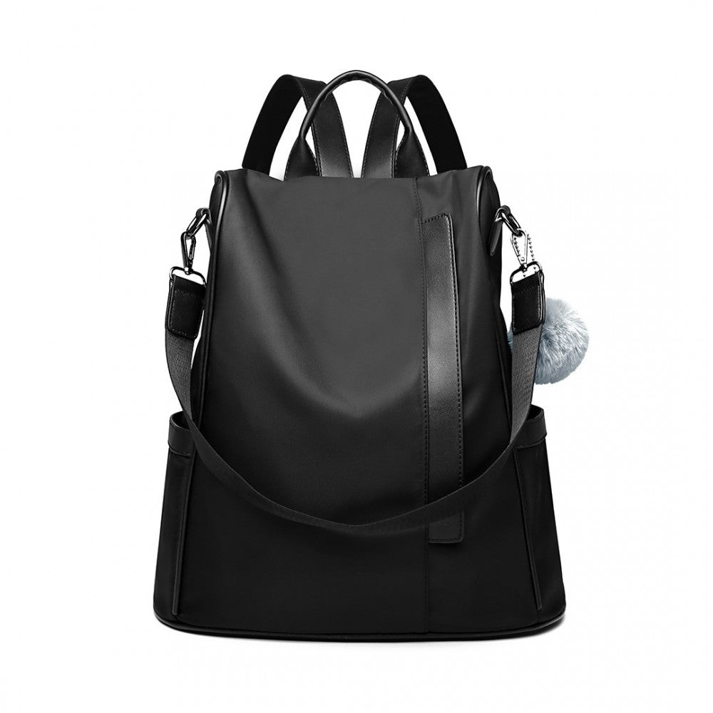 Miss Lulu Anti-Theft Backpack – 2-Way Design with Pom Pom Charm - LG6917