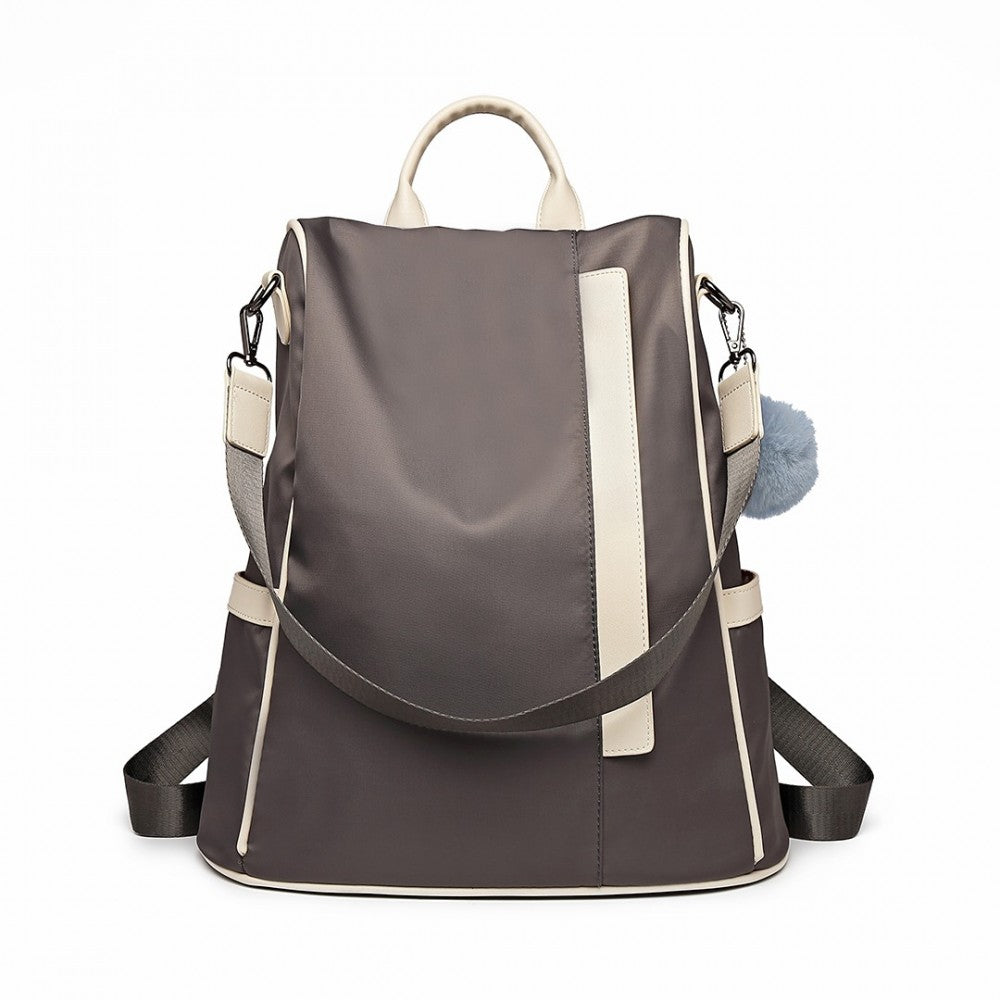 Miss Lulu Anti-Theft Backpack – 2-Way Design with Pom Pom Charm - LG6917