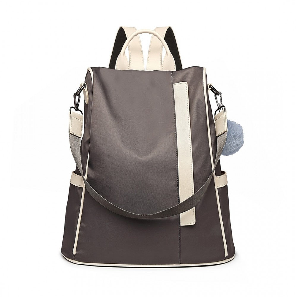 Miss Lulu Anti-Theft Backpack – 2-Way Design with Pom Pom Charm - LG6917
