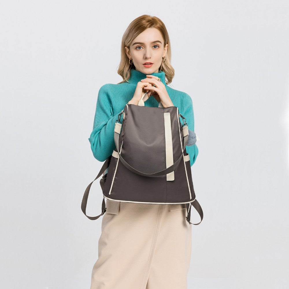 Miss Lulu Anti-Theft Backpack – 2-Way Design with Pom Pom Charm - LG6917