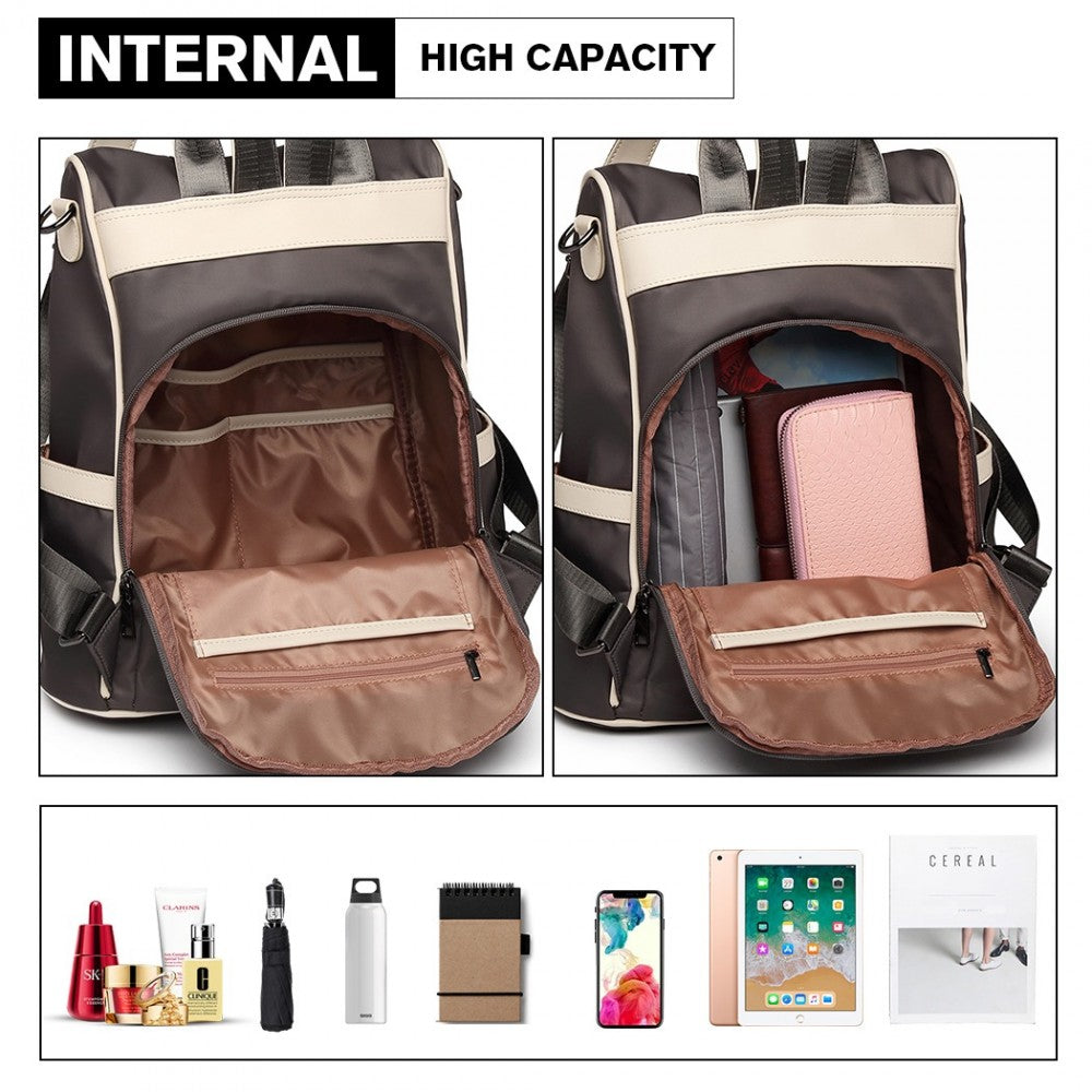 Miss Lulu Anti-Theft Backpack – 2-Way Design with Pom Pom Charm - LG6917