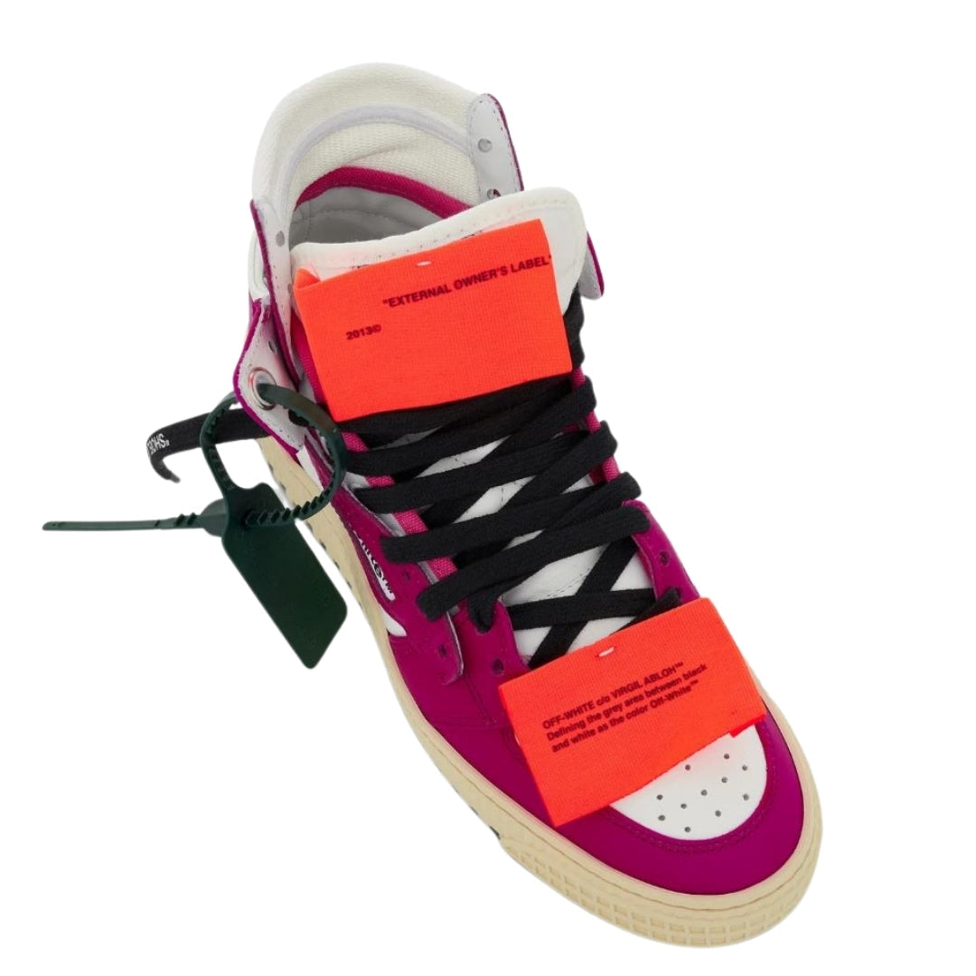 Off White Off Court 3 0 Fuchsia High Top Leather Sneakers Owia112F22Lea0010132